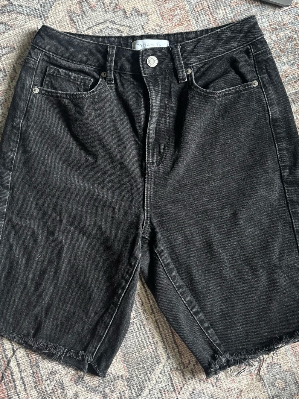 Dynamite Washed Black High-Rise Denim Cutoffs